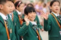 Orel, Russia - August 04, 2016: Brass bands fest. Chinese children smiling