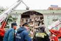 Orel, Russia, August 29, 2017: Collapse of old apartment house. Royalty Free Stock Photo