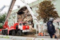 Orel, Russia, August 29, 2017: Collapse of old apartment house. Royalty Free Stock Photo