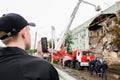 Orel, Russia, August 29, 2017: Collapse of old apartment house. Royalty Free Stock Photo