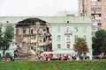 Orel, Russia, August 29, 2017: Collapse of old apartment house. Royalty Free Stock Photo