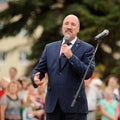 Orel, Russia - August 03, 2016: Eagle statue opening ceremony. L Royalty Free Stock Photo