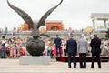 Orel, Russia - August 03, 2016: Eagle statue opening ceremony. P Royalty Free Stock Photo