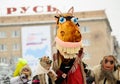 Orel, Russia, February 18, 2018: Maslenitsa carnival. People in