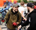 Orel, Russia - May 28, 2017: Bikeday. Bearded bicyclists in caps