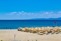 Oren Beach Panoramic view. Burhaniye district popular touristic destination a summer day. Summer beach landscape. Balikesir Turkey