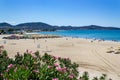 Oren Beach Panoramic view. Burhaniye district popular touristic destination a summer day. Summer beach landscape. Balikesir Turkey