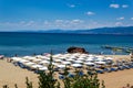 Oren Beach Panoramic view. Burhaniye district popular touristic destination a summer day. Summer beach landscape. Balikesir Turkey