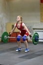 Orenburg, Russia, December 16, 2017: Girls compete in weightlifting