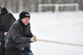 Orenburg, Russia - January 26, 2017 year: Students compete in the tug-of-war