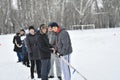 Orenburg, Russia - January 26, 2017 year: Students compete in the tug-of-war