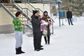 Orenburg, Russia - January 26, 2017 year: Students compete in the tug-of-war