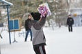 Orenburg, Russia - January 26, 2017 year: Students compete in the tug-of-war