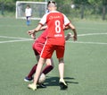 Orenburg, Russia - 12 June 2019 year: Girls play football