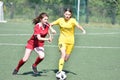 Orenburg, Russia - 12 June 2019 year: Girls play football