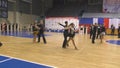 Orenburg, Russia - November 02-03, 2019: Girl and young man compete in sports dances