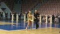 Orenburg, Russia - November 02-03, 2019: Girl and young man compete in sports dances