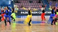 Orenburg, Russia - October 3, 2019: girls cheerleading perform at a basketball game