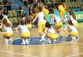 Orenburg, Russia - October 3, 2019: girls cheerleading perform at a basketball game