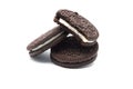 Oreo Biscuits isolated on white background. It is a sandwich chocolate cookies with a sweet cream is the best selling dessert in T