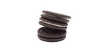 Oreo Biscuits isolated on white background. It is a sandwich chocolate cookies with a sweet cream is the best selling dessert in T