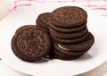 Oreo chocolate cookies stacked
