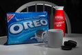 Oreo cookies and milk