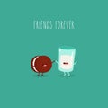 Oreo and milk are friends forever. Vector graphics