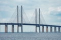 Oresund Bridge Connecting Copenhagen and Malmo on an Overcast Day