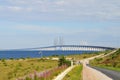 Oresund Bridge connecting Denmark Copenhagen and Sweden Malmo. Royalty Free Stock Photo