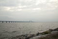 Oresund Bridge on sunset, Sweden, Malmo. Royalty Free Stock Photo