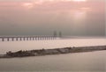 Oresund Bridge on sunset, Sweden, Malmo. Royalty Free Stock Photo