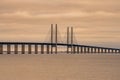 The Oresund Bridge, the bridge and underwater tunnel connecting Malmo, Sweden with Copenhagen, Denmark. A beautiful Royalty Free Stock Photo