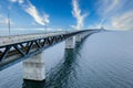 Oresundsbron bridge connecting Denmark and Sweden over the sea