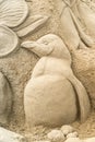 OREWA, NZ - MAR 23: Sand Sculpture of a Penguin at the Orewa Sand Castle Competition Mar 23 2019