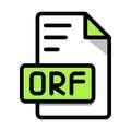 ORF File Format Icon. Outline Style With Long Shadow. type file icons symbol. vector illustration Royalty Free Stock Photo