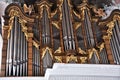Organ in a Cathedral St.Gallen with silver pipes and golden ornaments