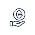 organ donation icon vector from charity concept. Thin line illustration of organ donation editable stroke. organ donation linear Royalty Free Stock Photo