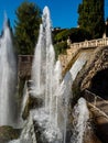 Organ Fountain with a rainbow in the water jets at Villa D`Este in Tivoli, Italy Royalty Free Stock Photo