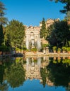 Organ Fountain with a rainbow in the water jets at Villa D`Este in Tivoli, Italy Royalty Free Stock Photo