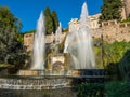 Organ Fountain with a rainbow in the water jets at Villa D`Este in Tivoli, Italy Royalty Free Stock Photo