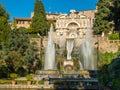Organ Fountain with a rainbow in the water jets at Villa D`Este in Tivoli, Italy Royalty Free Stock Photo