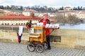 Organ grinder in city of Prague