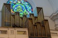 Organ inside the Church of Santa Maria in Badalona, Barcelona, Spain