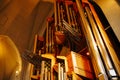 The organ inside Hadlgrimskirkya is a Lutheran church in Reykjavik, the capital of Iceland. Royalty Free Stock Photo