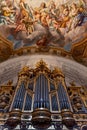 Organ of Karlskirche baroque church in Karlsplatz square in Vienna, Austria