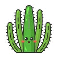 Organ pipe cactus cute kawaii vector character