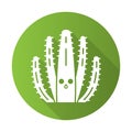 Organ pipe cactus flat design long shadow glyph icon