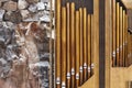 Organ pipe detail on Helsinki rock church. Temppeliaukio Royalty Free Stock Photo