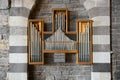 Organ Pipe framed by beautiful arches striped white marble